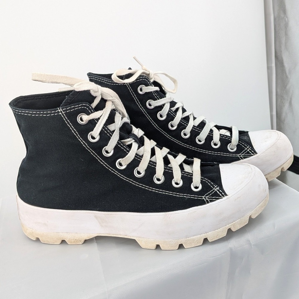 Converse Lug Sole High Top Sneakers‎ Black Canvas Platform Chunky 9.5